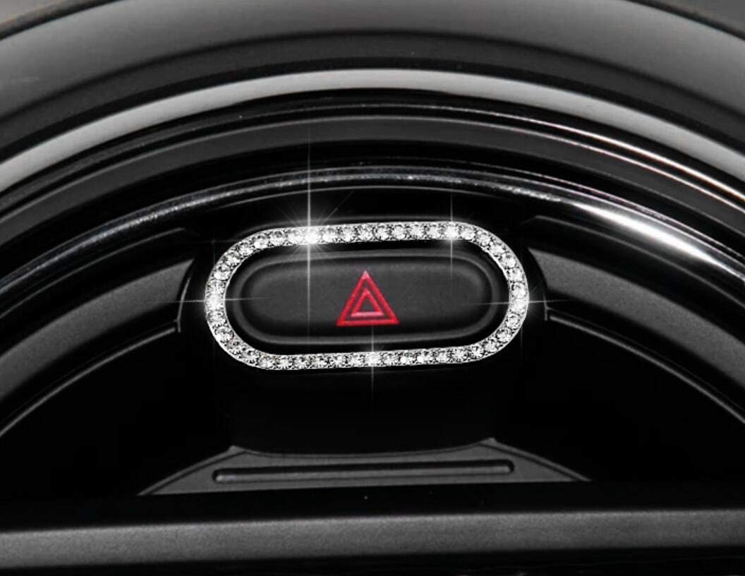 Mini Cooper Accessories - Silver Warning Light Button Sticker | Car Interior Bling Decor for Women | Perfect for Customizing & Personalizing Your Mini Cooper Dashboard