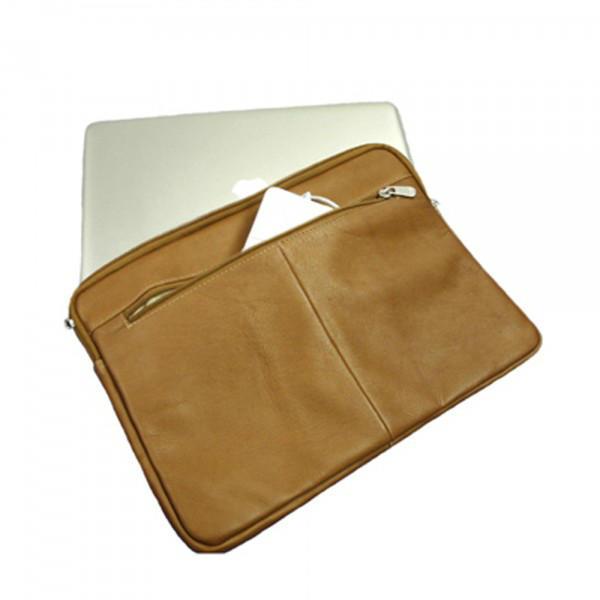 Premium Genuine Leather Mini Zip Laptop Sleeve Case - 13 Inch MacBook Air/Pro Protective Cover - Perfect for Work, Travel & School Accessories
