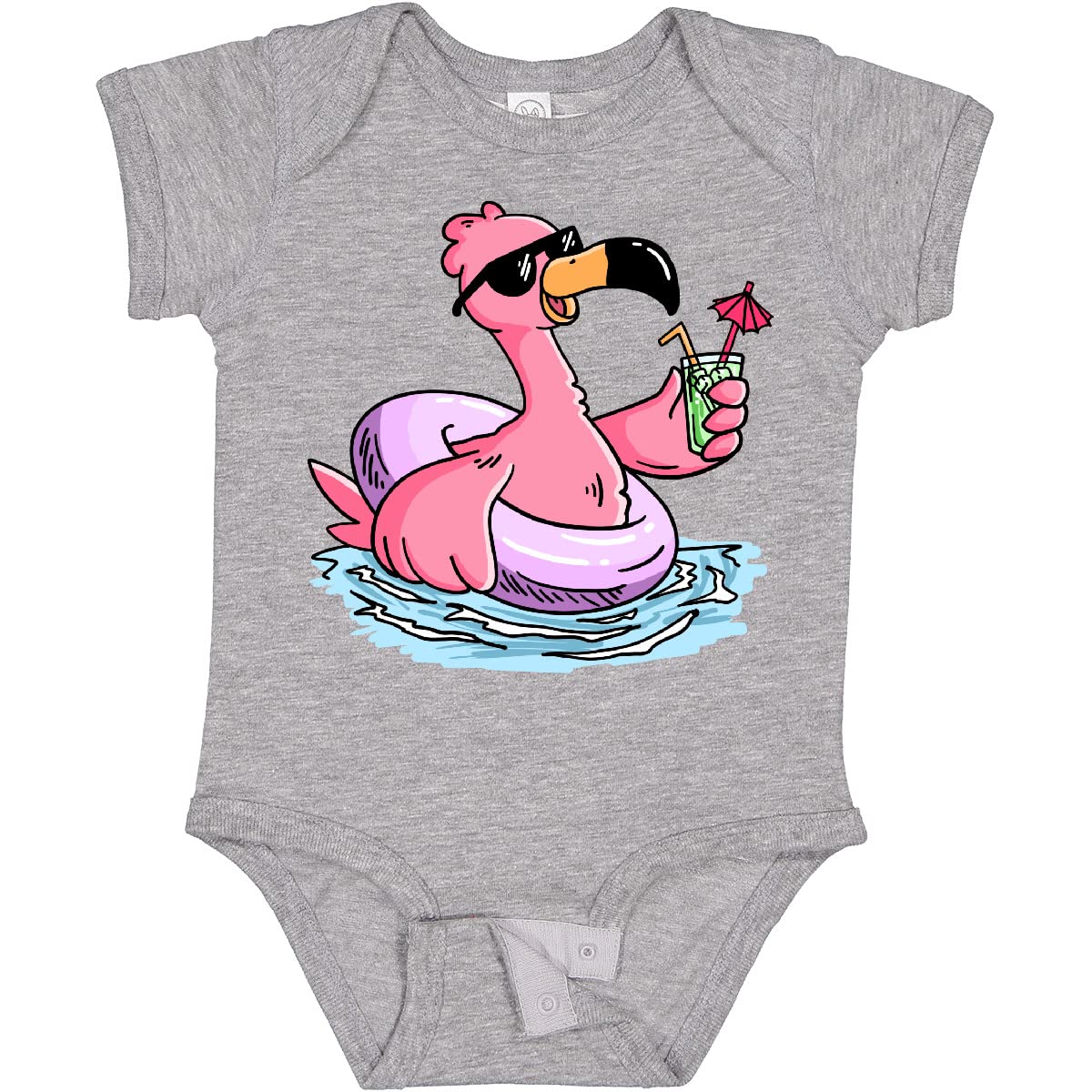 Inktastic Flamingo with Sunglasses Baby Bodysuit - Cute Summer Pool Party Outfit for Boys & Girls - Perfect for Beach, Vacation, and Family Photos
