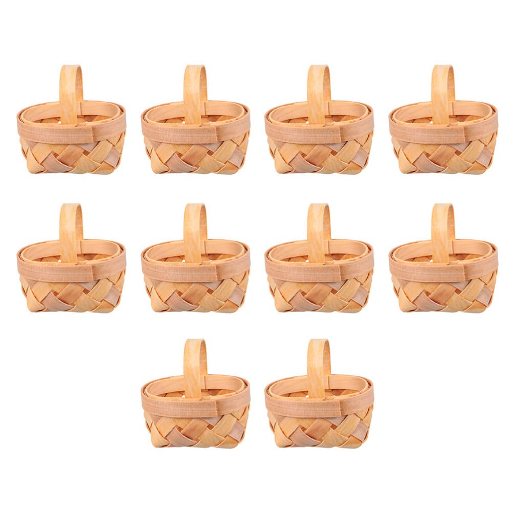 GANAZONO 2 Sets Handmade Woven Wooden Mini Baskets - Elegant Wedding Favors & Home Decor (10 Pieces Each) - Perfect for Party Gifts, Table Centerpieces, and Rustic Decorations