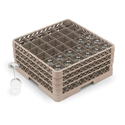 Vollrath 36-Compartment Glass Rack with 3 Extenders - Yellow | Commercial Kitchen Storage Organizer for Bars, Restaurants & Cafes