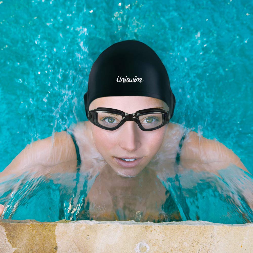 Anti-Fog Swimming Goggles & Silicone Swim Cap Set for Adults - UV Protection Swim Glasses & Comfortable Swim Hat Pack for Pool, Beach & Training