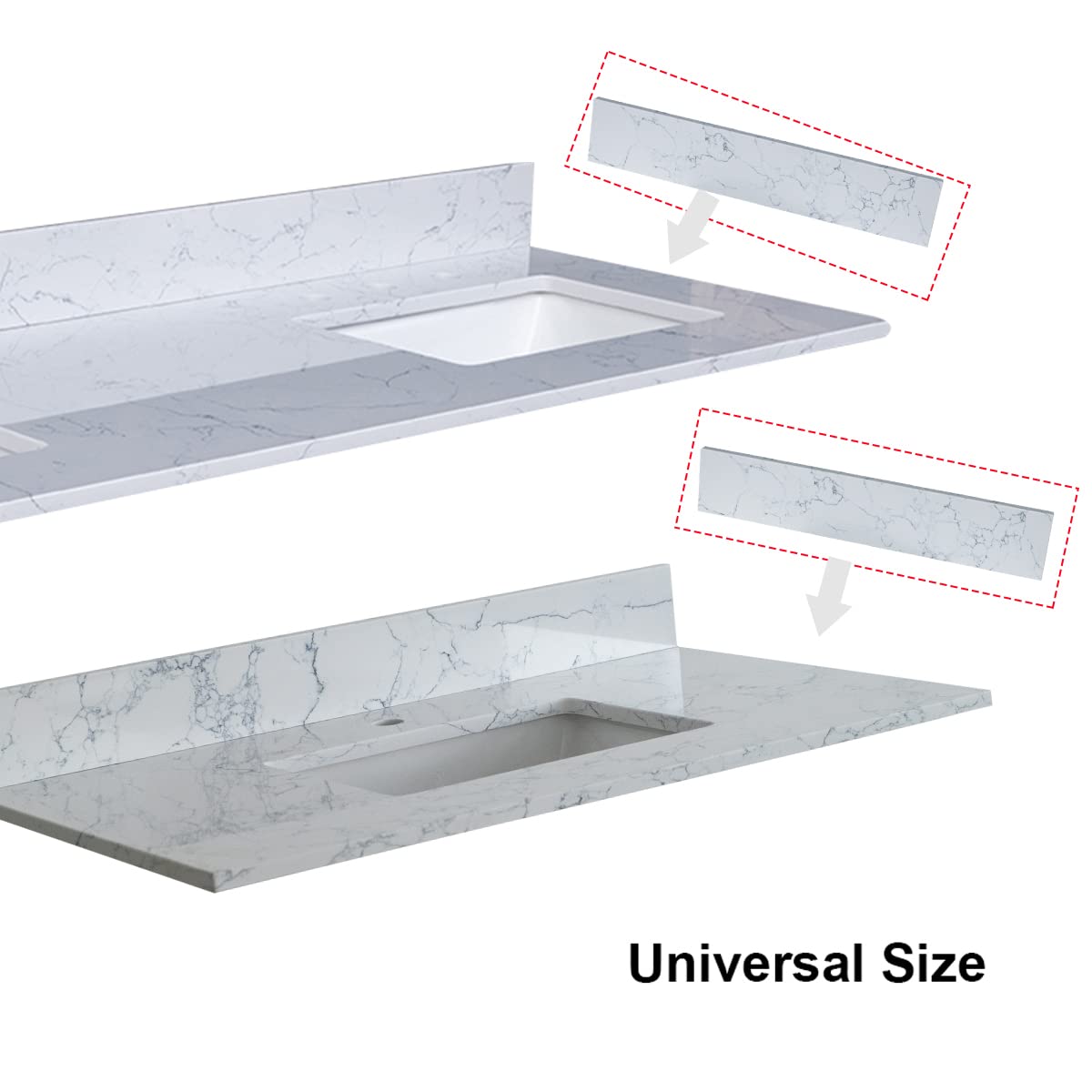 White Sink Side Splash for Bathroom Vanity Top - Matching Accessory for Modern Bathroom Decor | Perfect for Home Renovation & Bathroom Upgrades