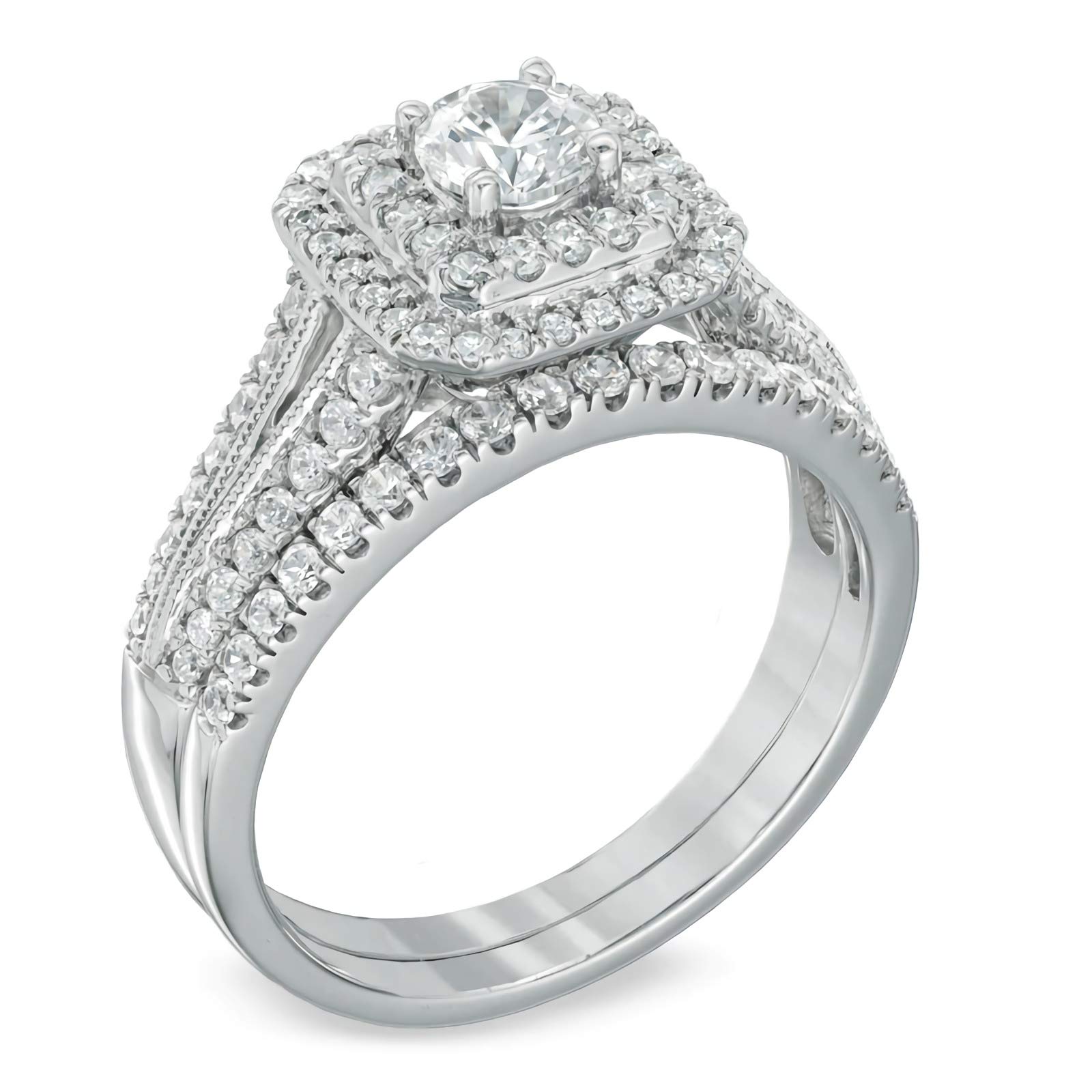 Moissanite Bridal Set - 10K 14K 18K Gold & Platinum Plated Silver Engagement Rings for Women - 4 Elegant Styles - Perfect for Proposals, Weddings & Anniversary Gifts