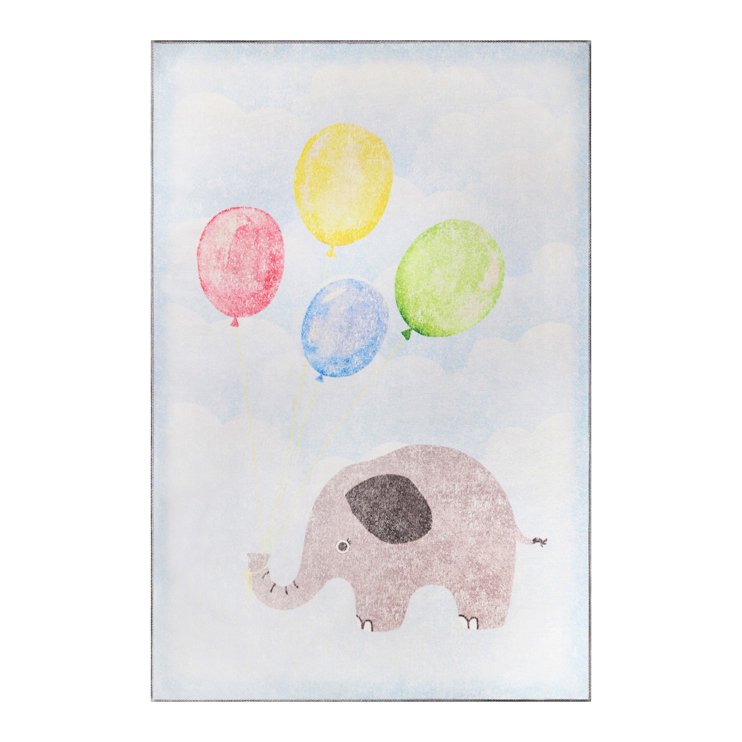 Vibrant Elephant Non-Slip Kids Playroom Rug - Soft & Safe Floor Mat for Nursery, Bedroom, and Play Areas