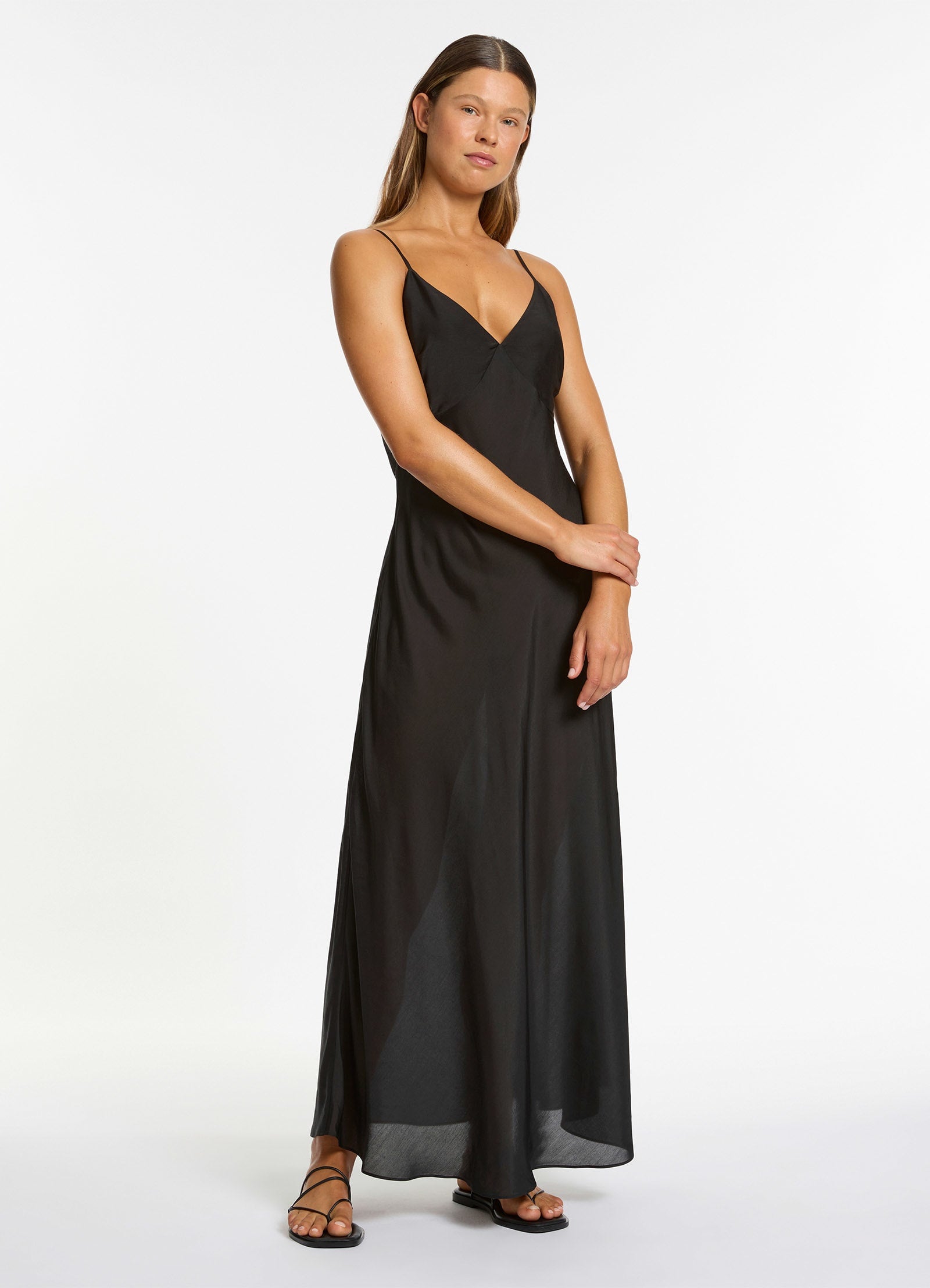 Jetset Slip Maxi Dress in Black - Elegant Long Sleeveless Evening Gown for Women | Perfect for Parties, Weddings & Special Occasions