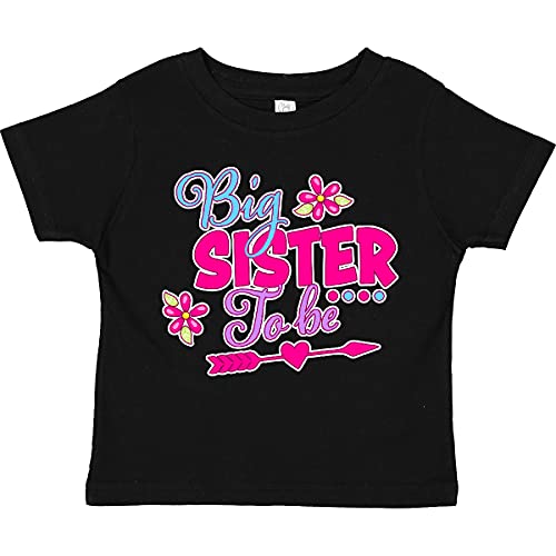 Inktastic Big Sister to Be with Flowers and Arrow Toddler T-Shirt - Cute Pregnancy Announcement Gift for Toddler Girls, Perfect for Baby Shower, Gender Reveal & Sibling Bonding