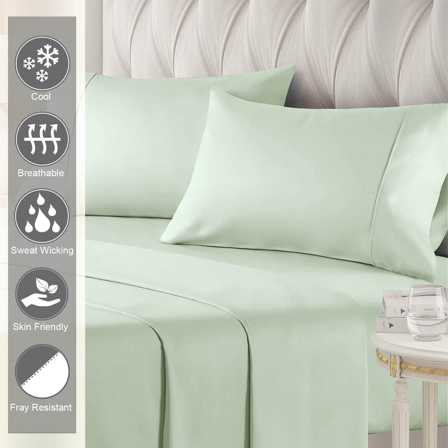 Pizuna Pure 100% Cotton California King Sheets - 400 Thread Count Luxury Sateen Bedding Set with 15