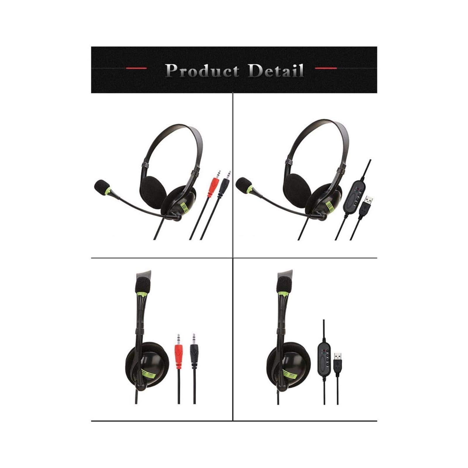 JIUCHEN USB Computer Headset with Noise Cancelling & Omnidirectional Microphone - PC Gaming Headphones for Online Classes, Meetings, Work from Home | Compatible with Desktop, Laptop (Mute Function Included)