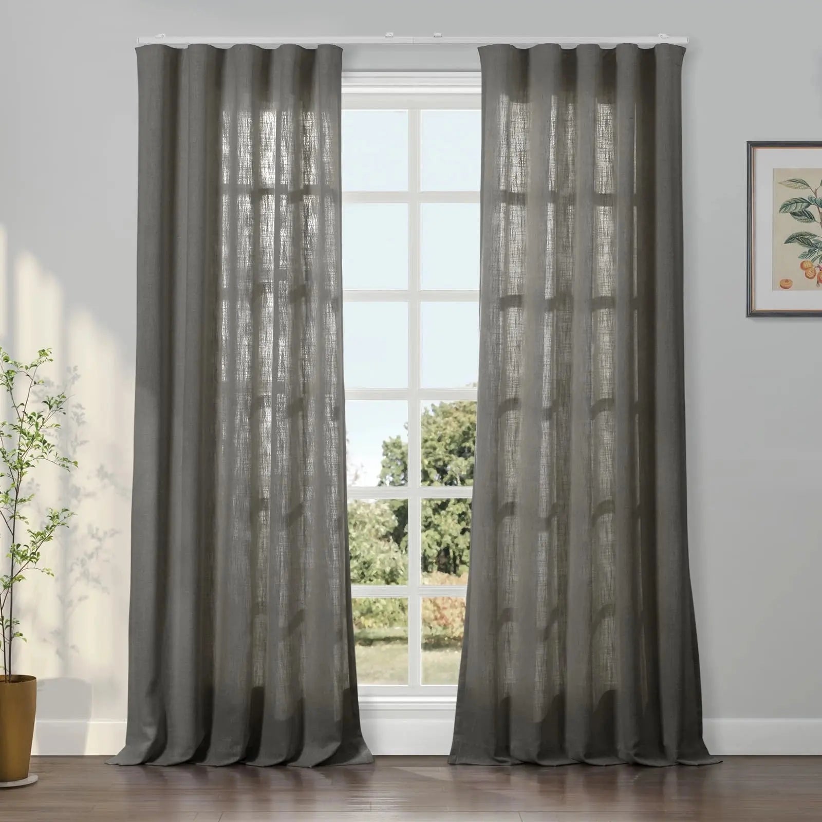 Liz Linen Ripple Fold Drapery Curtains - Elegant Window Treatments for Living Room & Bedroom Decor