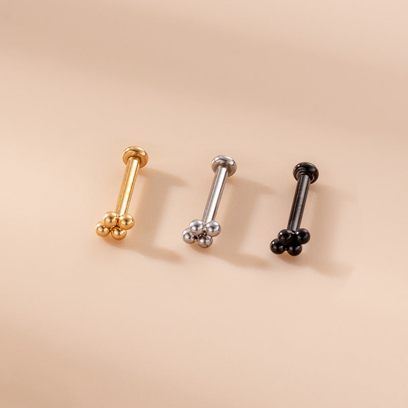 16G Gold Bead Labret Stud Flat Back Earring for Daith Piercing - Hypoallergenic Surgical Steel Jewelry for Cartilage, Helix, and Tragus Piercings | Perfect for Everyday Wear and Special Occasions