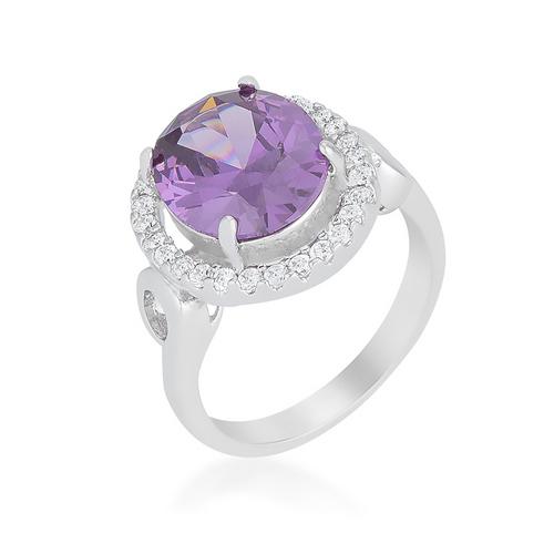Stunning Amethyst Halo Cocktail Ring | Elegant Purple Gemstone Jewelry for Women | Perfect for Evening Parties, Weddings & Special Occasions