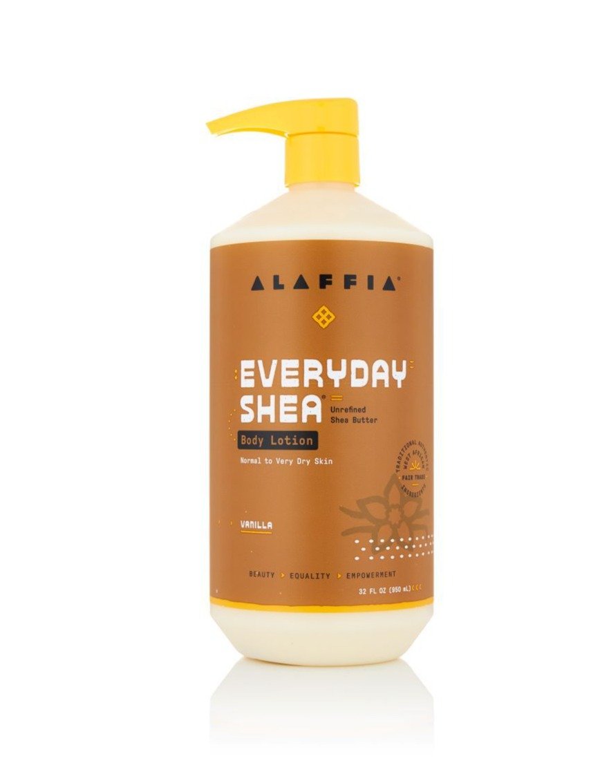 Alaffia Everyday Shea Body Lotion - Vanilla Scented, 100% Natural Shea Butter Moisturizer for Dry Skin | Hydrating & Nourishing Body Cream for Daily Use at Home, Spa or Travel