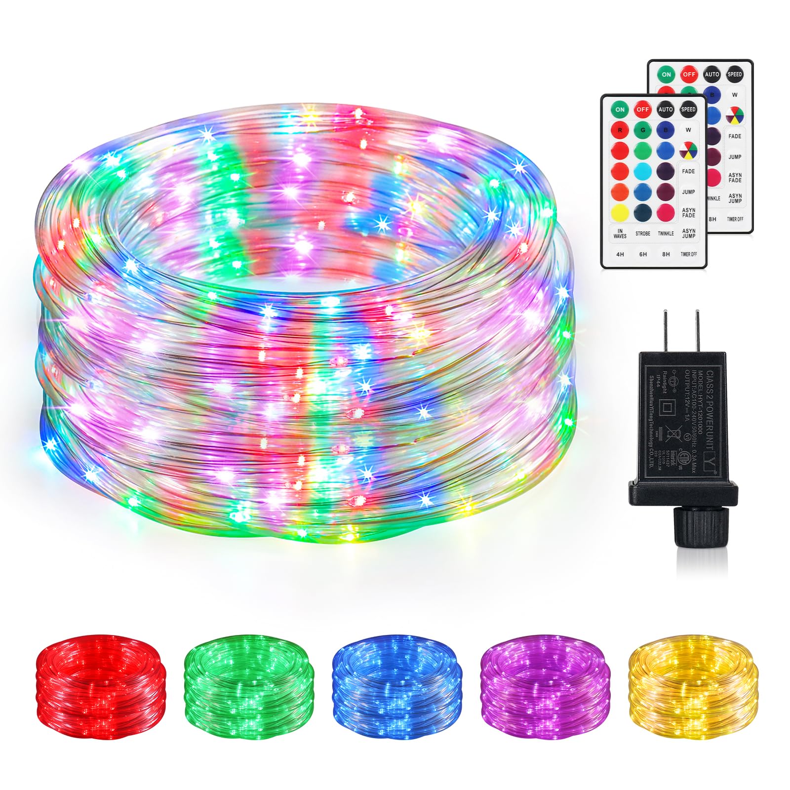 200 LED Color Changing Rope Lights Outdoor - 66FT Waterproof String Lights with Remote & Plug, 16 Vibrant Colors | Perfect for Christmas Decorations, Bedroom Lighting, Patio & Garden Decor