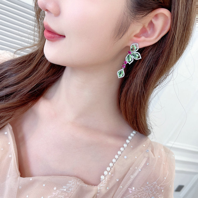 Cubic Zirconia Butterfly Dangle Earrings for Women - Elegant Wedding & Prom Jewelry LYHR02614 | Perfect for Bridal Accessories, Evening Parties & Special Occasions