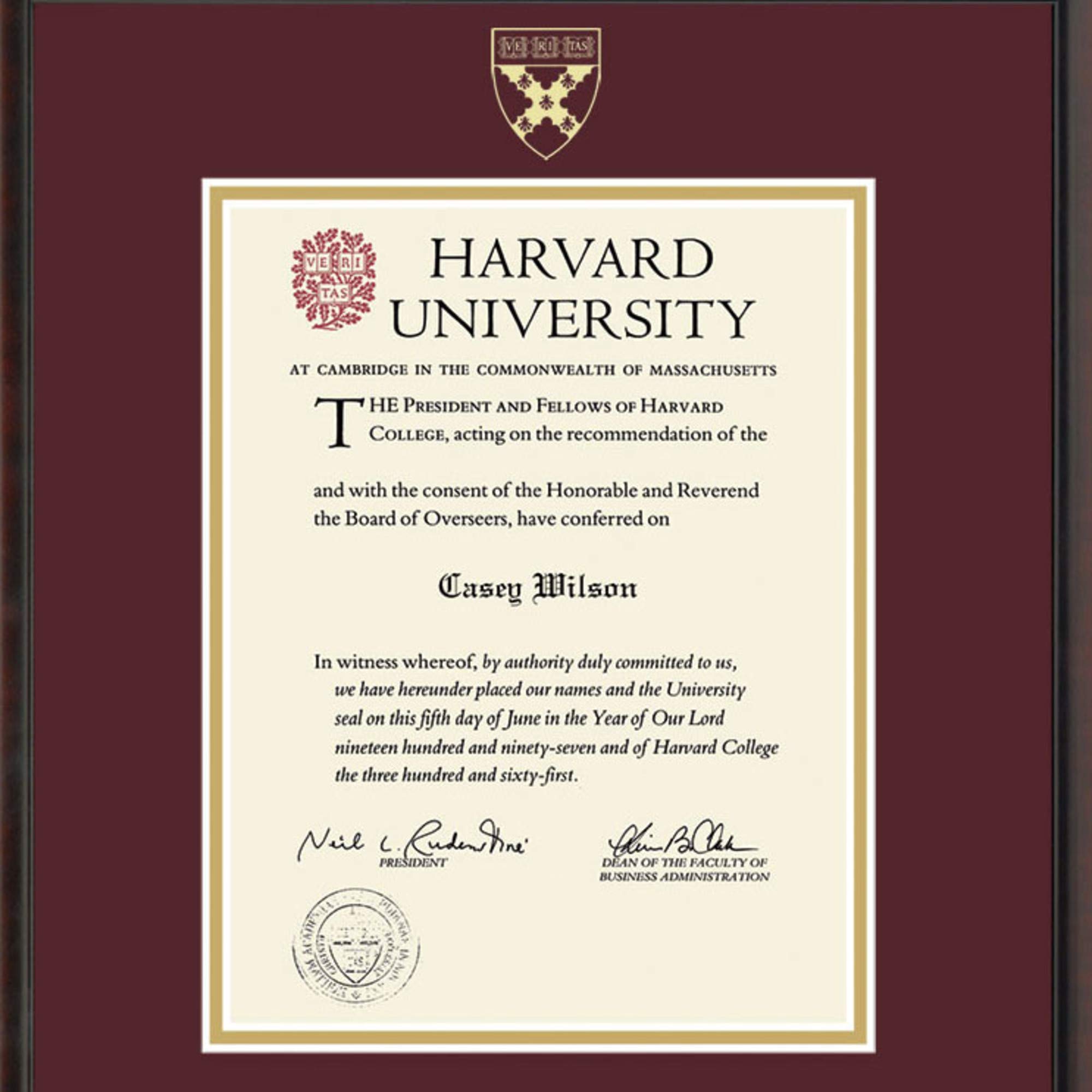 Harvard Business School Diploma Frame - M. LA HART Fidelitas Style for Wall Display, Office Decor & Graduation Gifts