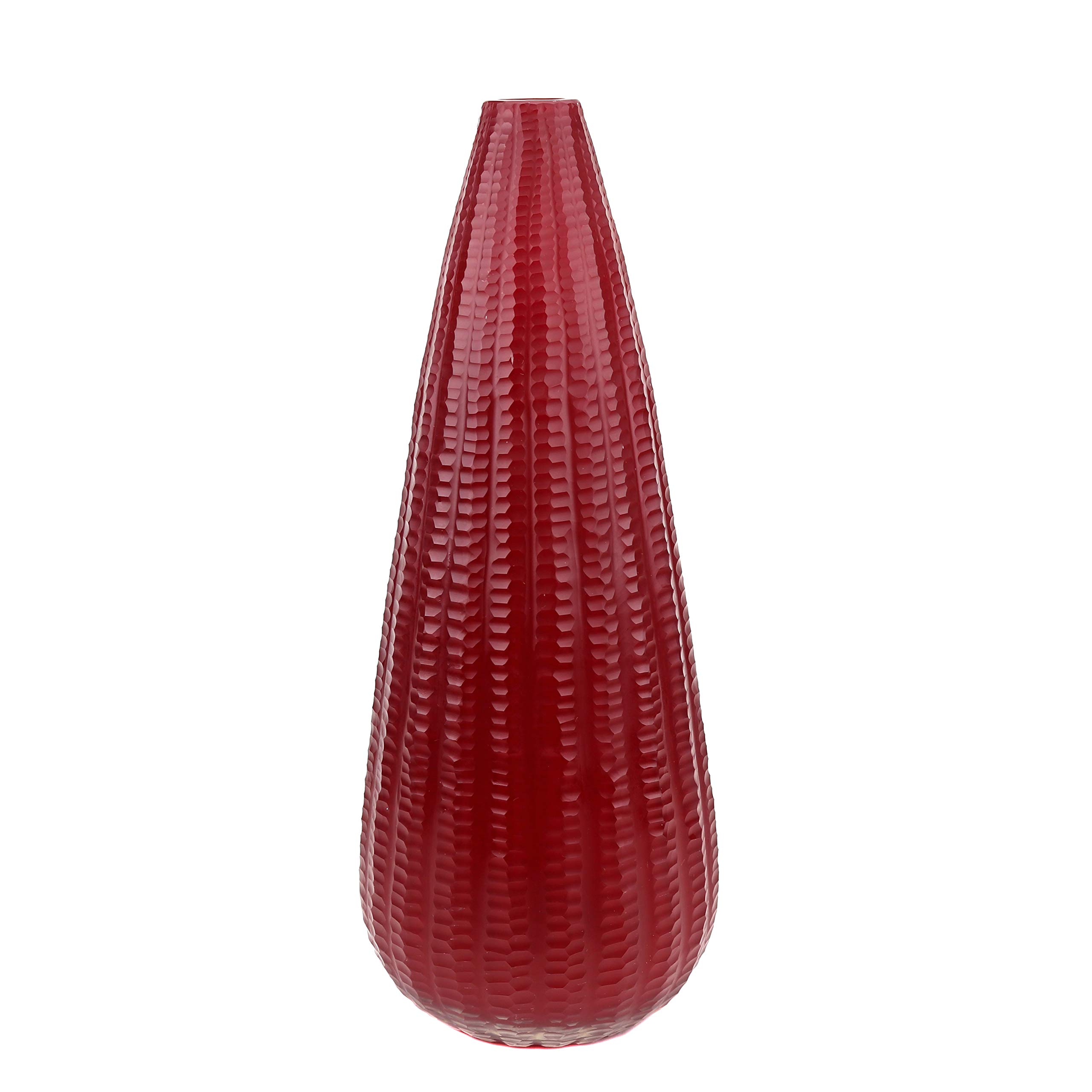 Handmade Red Art Glass Serpentine Vase with Dew Drop Cut Design - Elegant Home Decor for Living Room, Wedding Centerpiece & Gift Idea