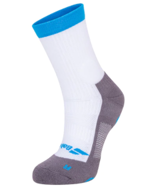 Babolat PRO 360 Performance Tennis Socks - White & Blue - Moisture Wicking & Arch Support for Men & Women - Perfect for Tennis, Running & Gym Workouts