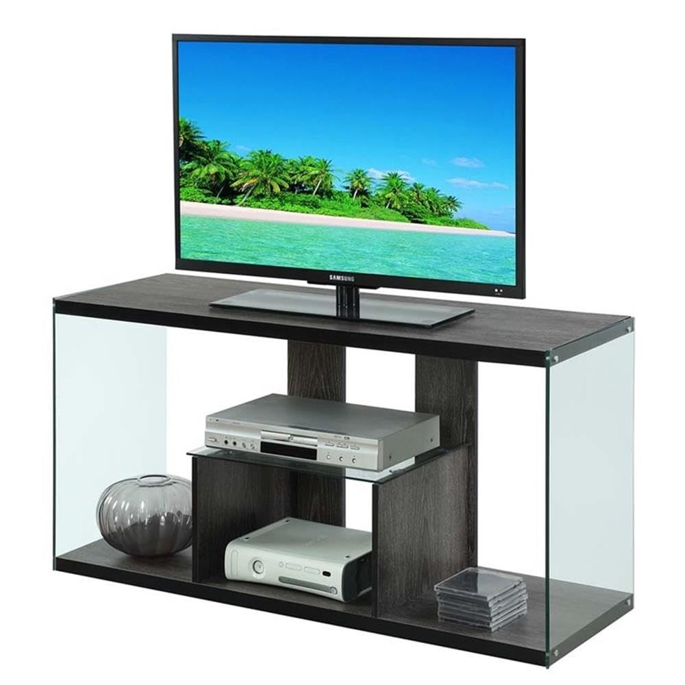 Pemberly Row 50 Inch TV Stand Entertainment Center Console - Weathered Gray Finish for Living Room, Bedroom & Home Theater Setup