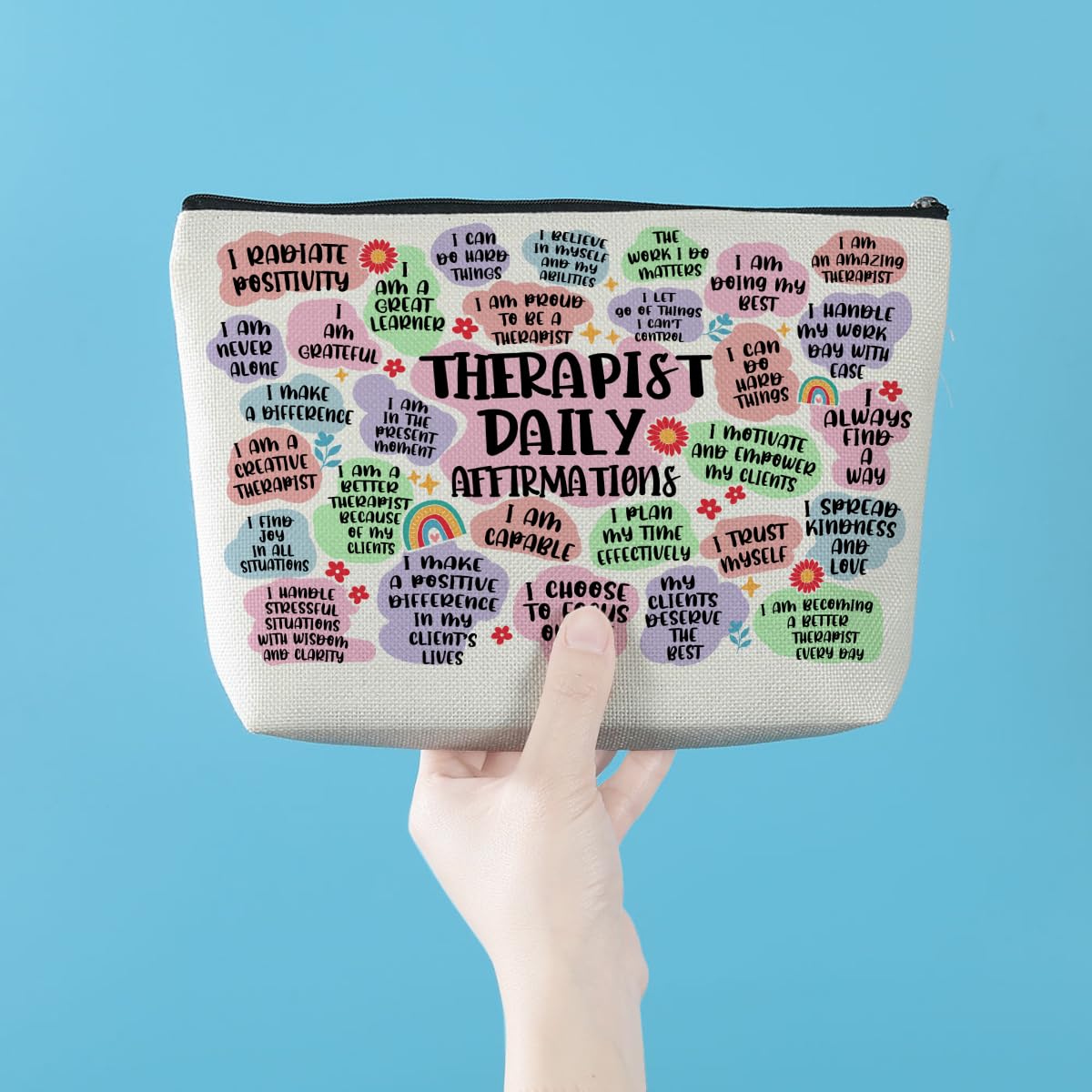 **Inspirational Therapist Makeup Bag - Mental Health Gifts for Women, Teachers | Cosmetic Zipper Pouch for Birthday, Graduation, Retirement & Thank You Gifts | Perfect for Daily Use, Travel & Self-Care Essentials**
