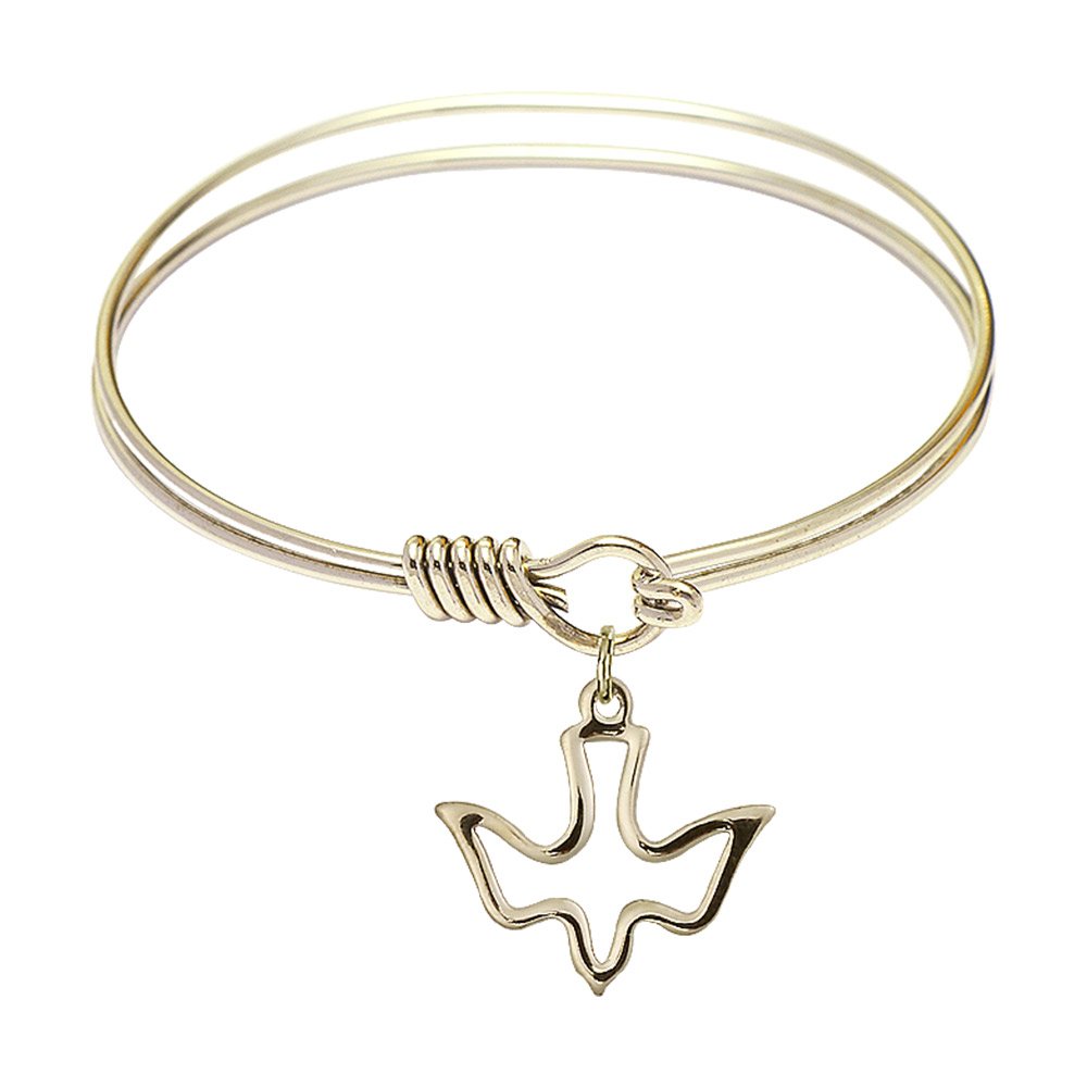 F A Dumont 6.25 Inch Round Eye Hook Bangle Bracelet with Holy Spirit Charm - Elegant Religious Jewelry for Women, Perfect for Church, Weddings & Daily Wear