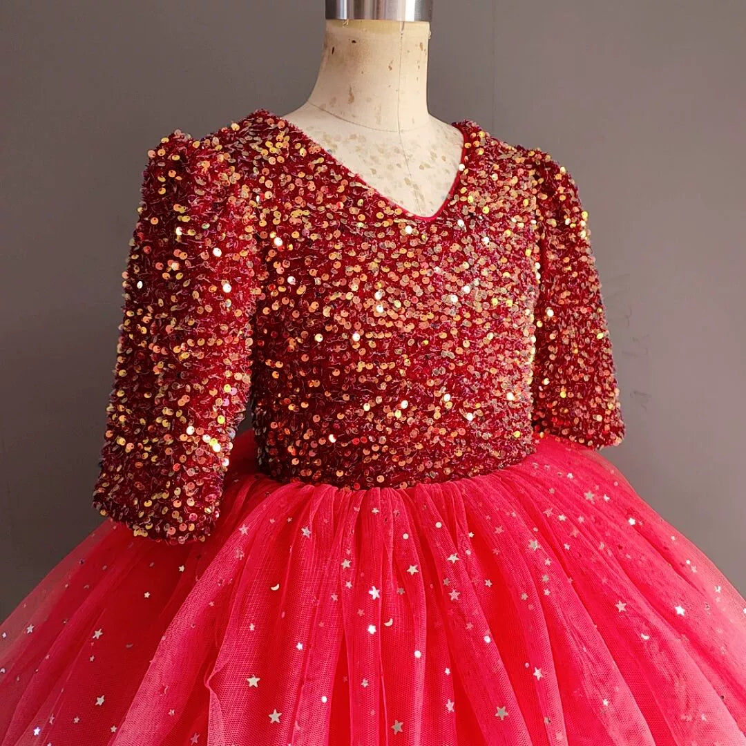 Sparkly Christmas Baby Girl Winter Dress - Toddler Princess Pageant Gown for Holiday Parties & Birthday Celebrations