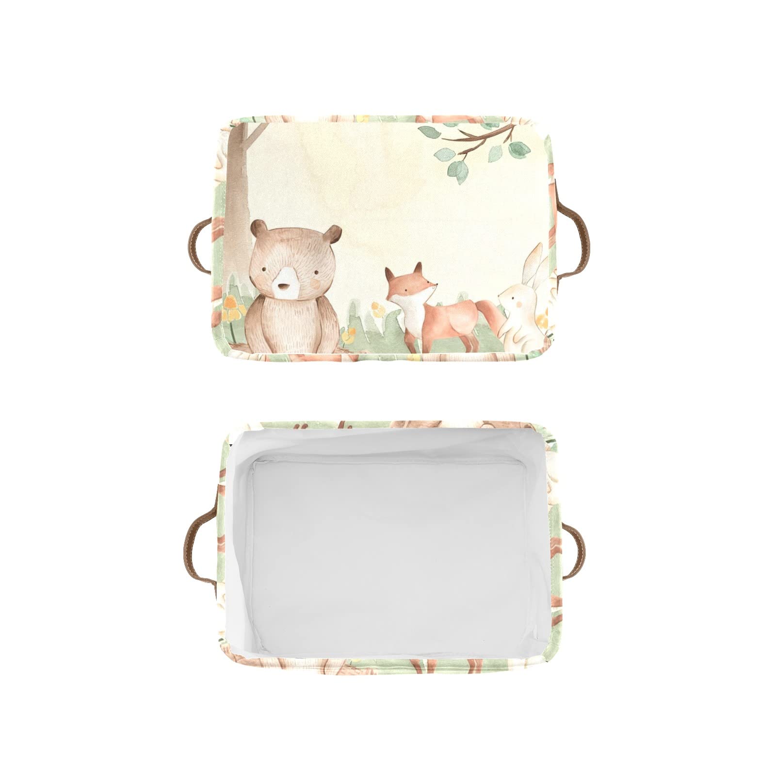 Personalized Animal Storage Bins - Forest Bear Fox Rabbit Squirrel Design, Durable Handle Cube Organizer for Shelves, Wardrobe & Nursery Toys (1 Pack) | Perfect for Kids' Room Organization & Toy Storage