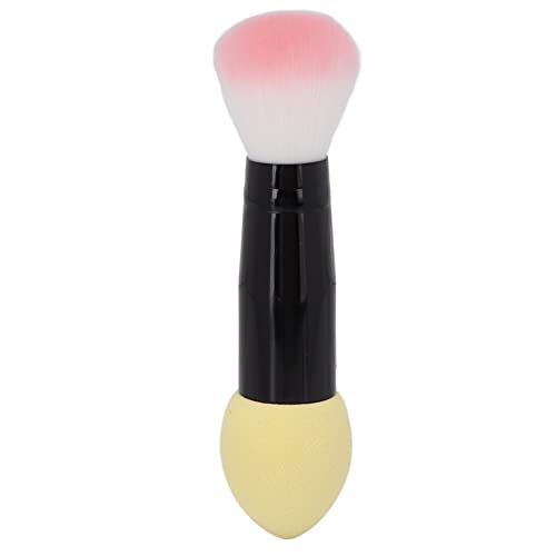 **Professional Double Ended Makeup Brush – Multifunctional Face Blusher & Powder Brush with Tweezers, Soft Bristles for Flawless Contouring & Blending (Yellow) – Perfect for Everyday Makeup & Professional Looks**
