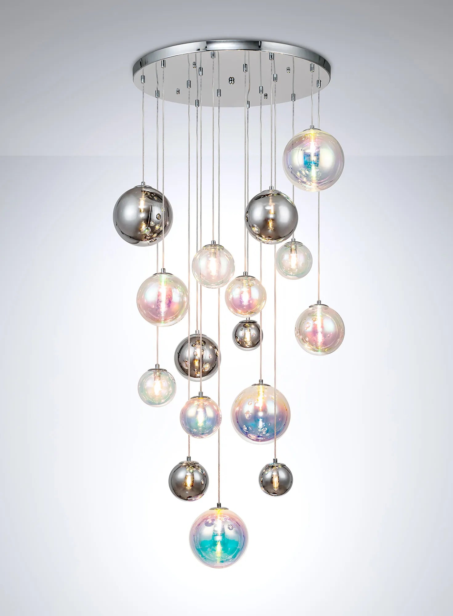 60cm Austin Glass Pendant Light with 16 G9 Bulbs - Modern Hanging Fixture for Kitchen Island, Dining Room, and Living Room Lighting