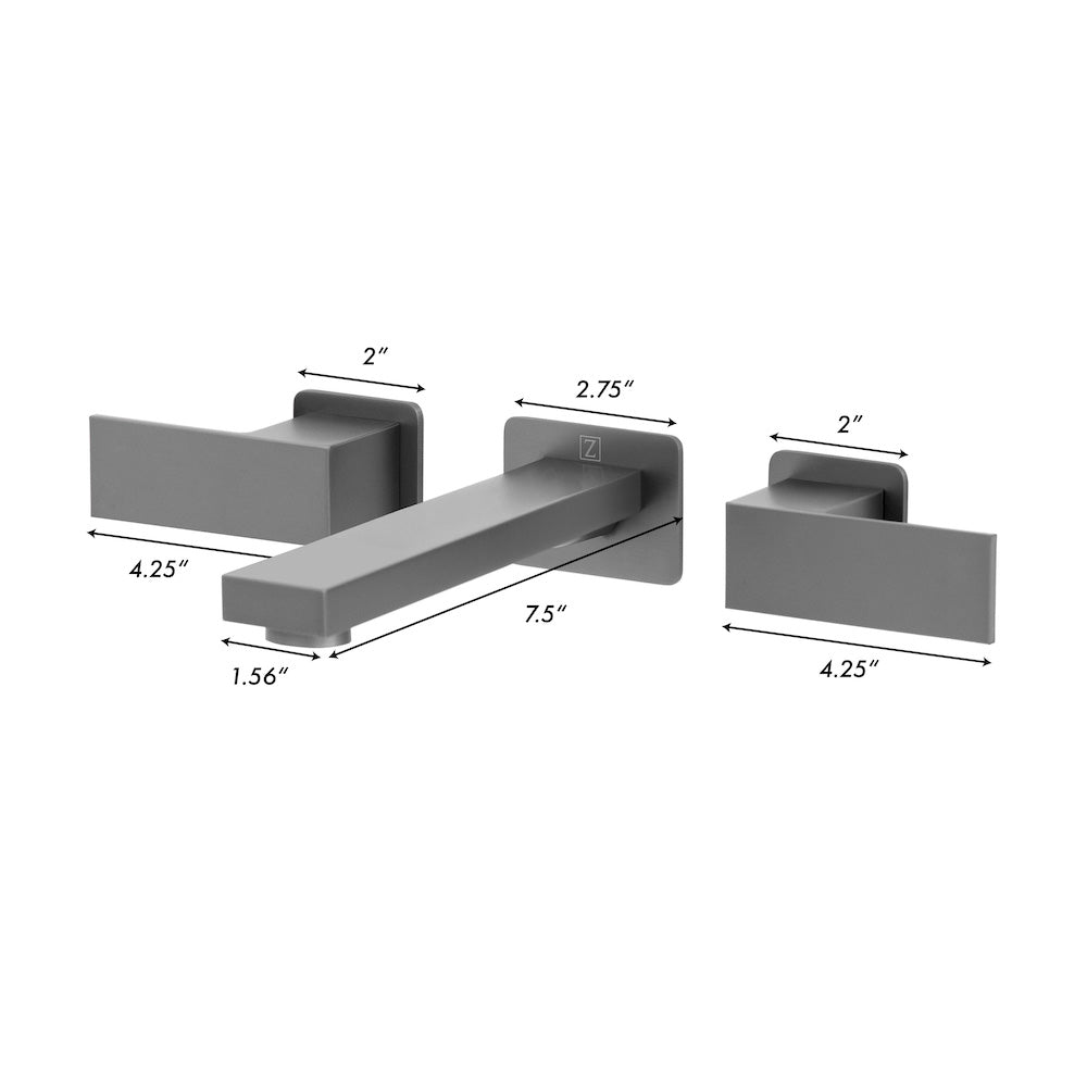 ZLINE Bliss Wall Mount Bathroom Faucet in Gun Metal Finish - Modern Matte Black Bath Sink Faucet for Vanity, Powder Room & Guest Bath (BLS BFW GM) - Perfect for Contemporary Home Renovations and Spa-Inspired Bathrooms