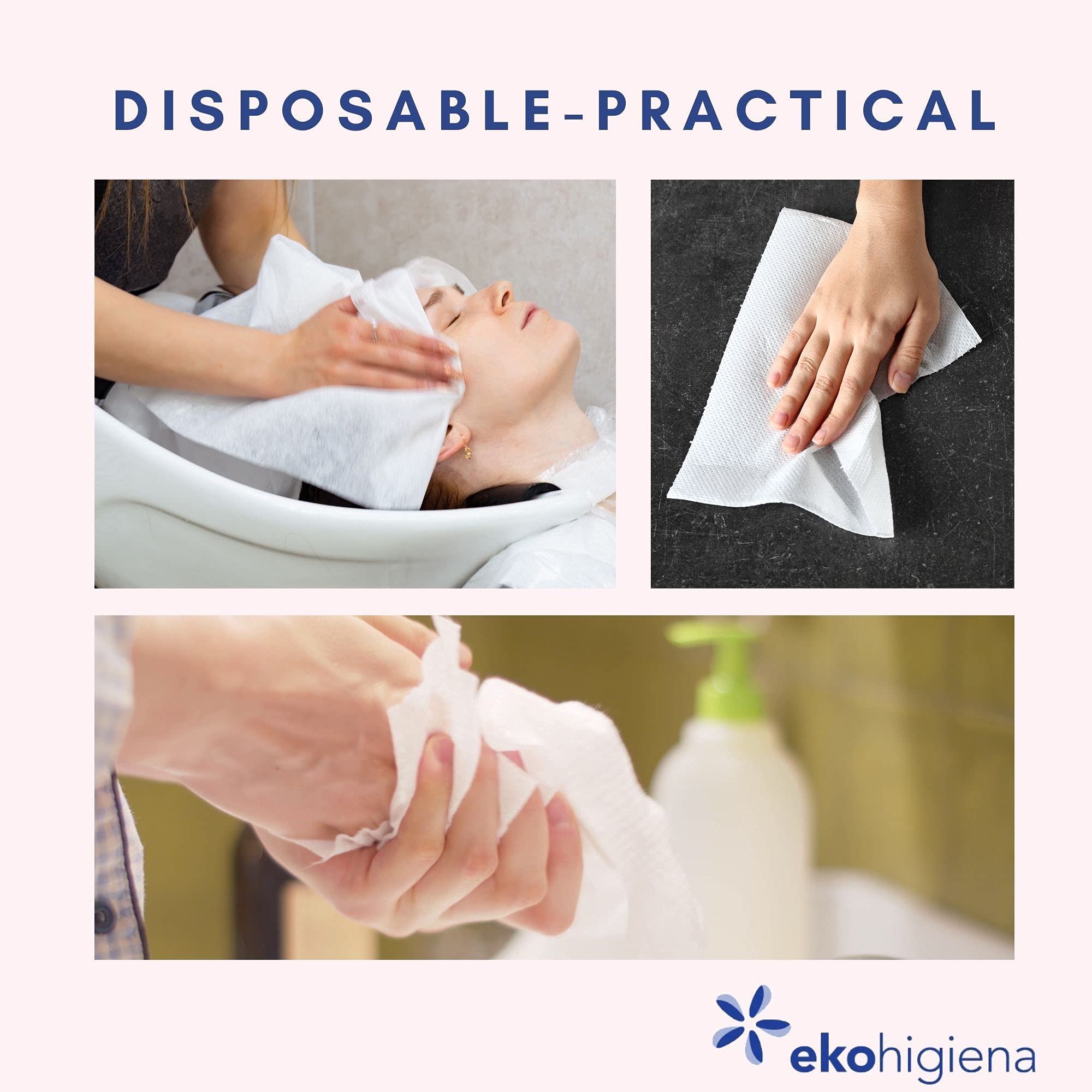 EKO Higiena Disposable Cellulose Hairdressing Towels 320 Roll - Salon Grade Disposable Face Cloths & Barber Towels for Professional Use - Perfect for Hair Salons, Spas, and Personal Grooming