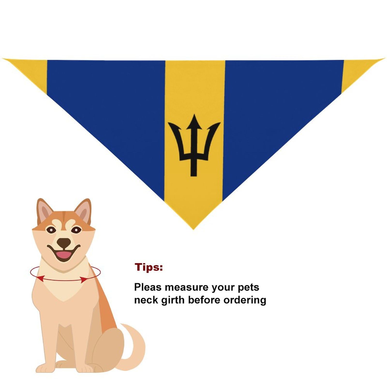 Barbados Flag Dog Bandana - Cute Pet Scarf & Bib for Small Medium Large Dogs - Christmas Thanksgiving Holiday Gift for Pets - Perfect for Patriotic Events & Pet Parties