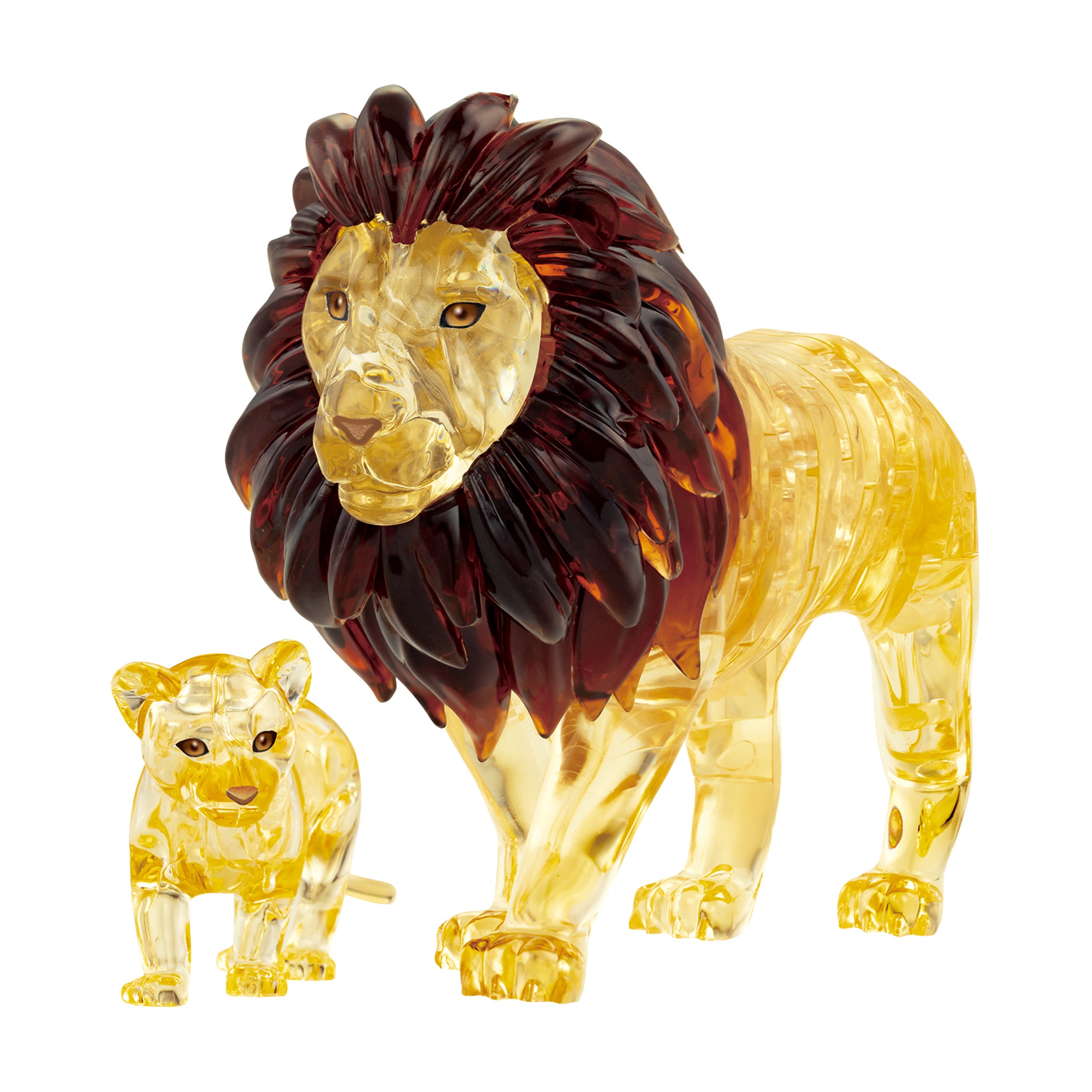 3D Crystal Puzzle - Lion and Baby (Gold) 55 Pieces - Fun Brain Teaser for Adults & Kids - Perfect for Family Game Night & Educational STEM Toys Gift