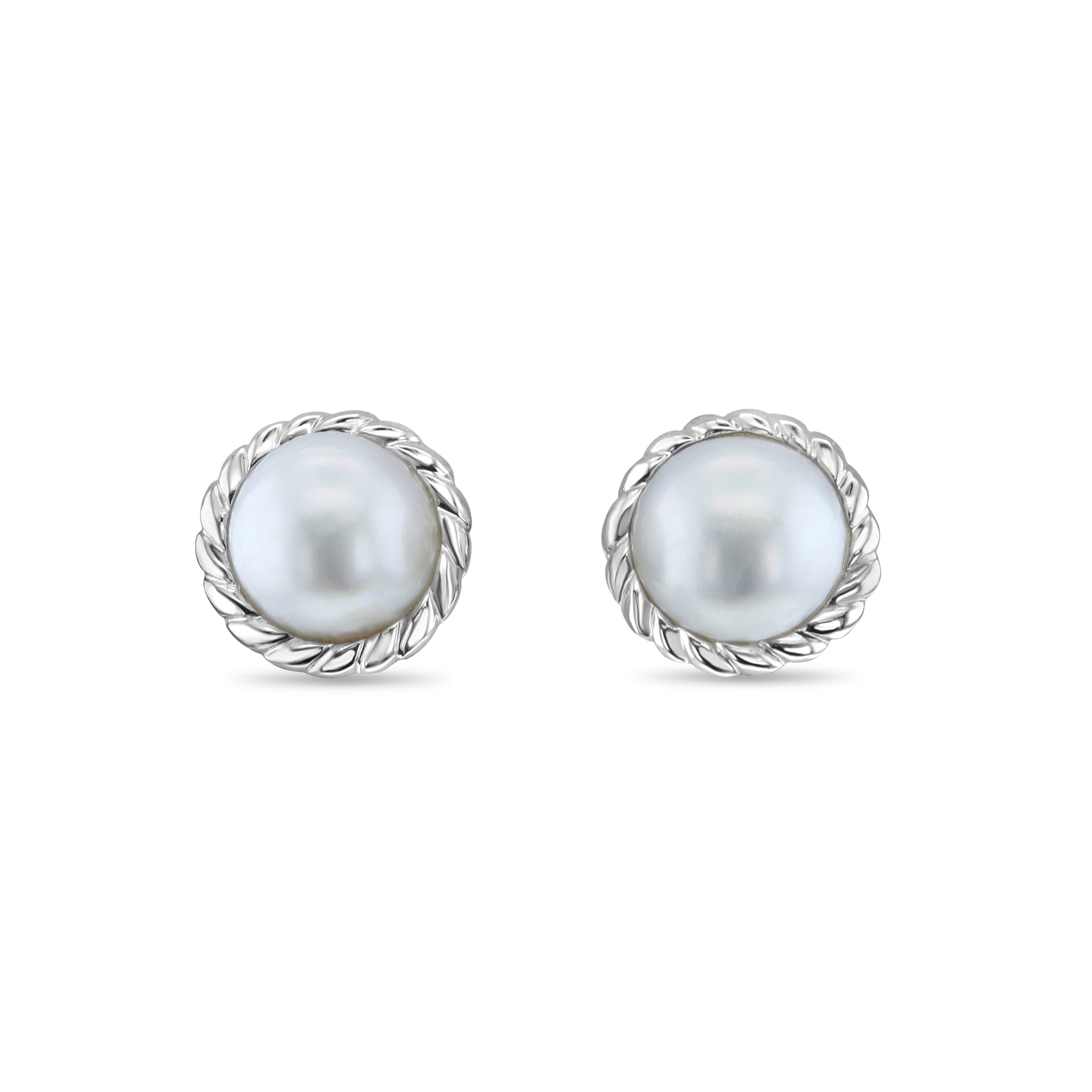 17MM Mabe Pearl Omega Back Earrings 14k White Gold - Elegant Pearl Jewelry for Women, Perfect for Weddings, Parties & Special Occasions
