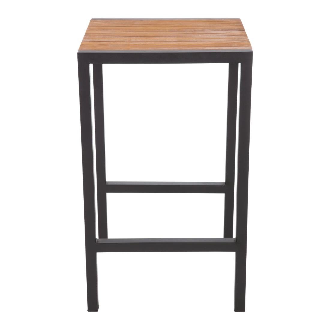 Bolero Square Steel and Acacia Wood Bar Table - 24 Inch Height Counter Table for Kitchen, Dining Room, or Outdoor Patio - Modern Industrial Style Pub Table with Durable Construction