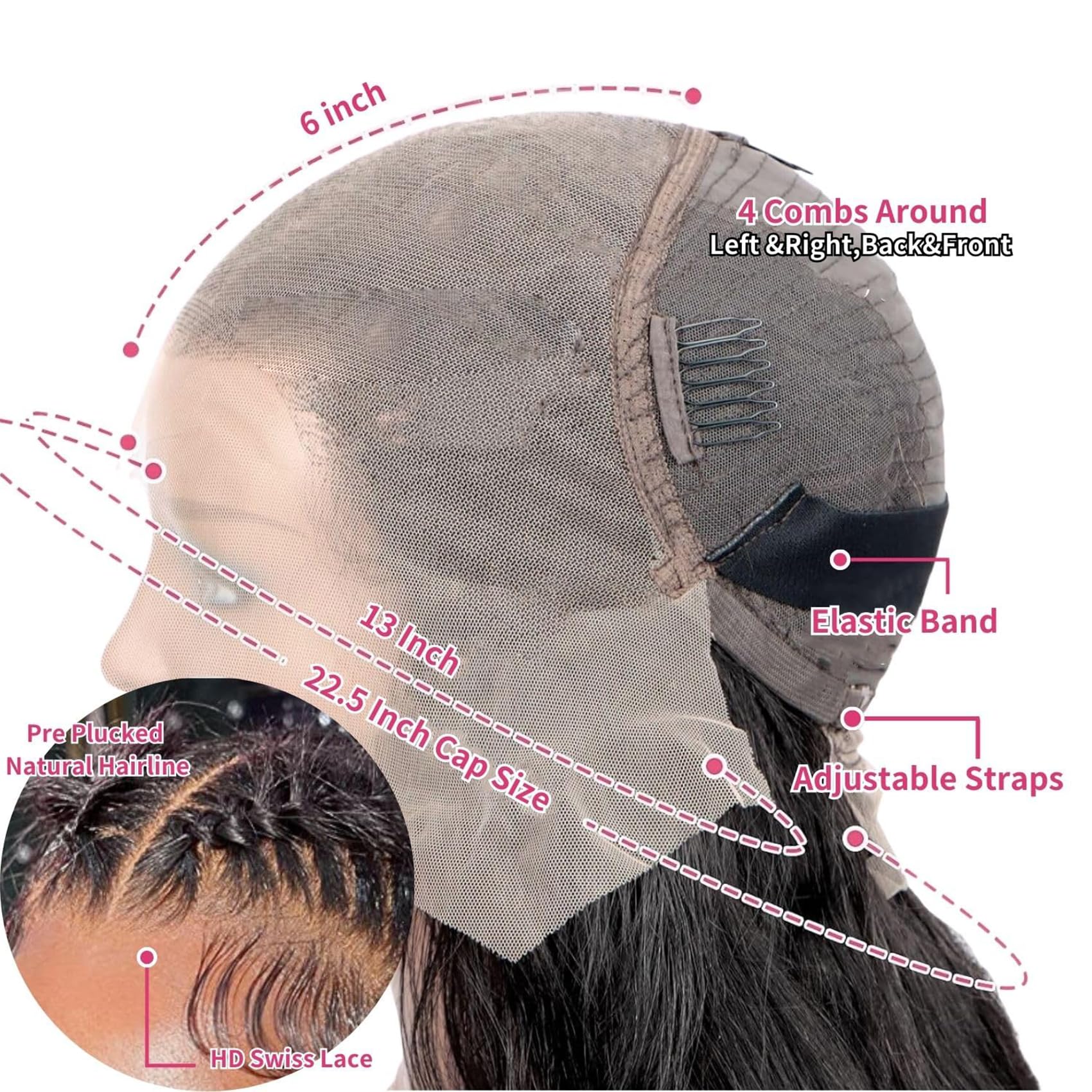13x6 HD Lace Front Wigs Human Hair - Body Wave 200% Density Pre Plucked Glueless Wigs with Baby Hair | 100% Real Human Hair Natural Color 24 Inch | Perfect for Daily Wear, Cosplay, and Special Occasions