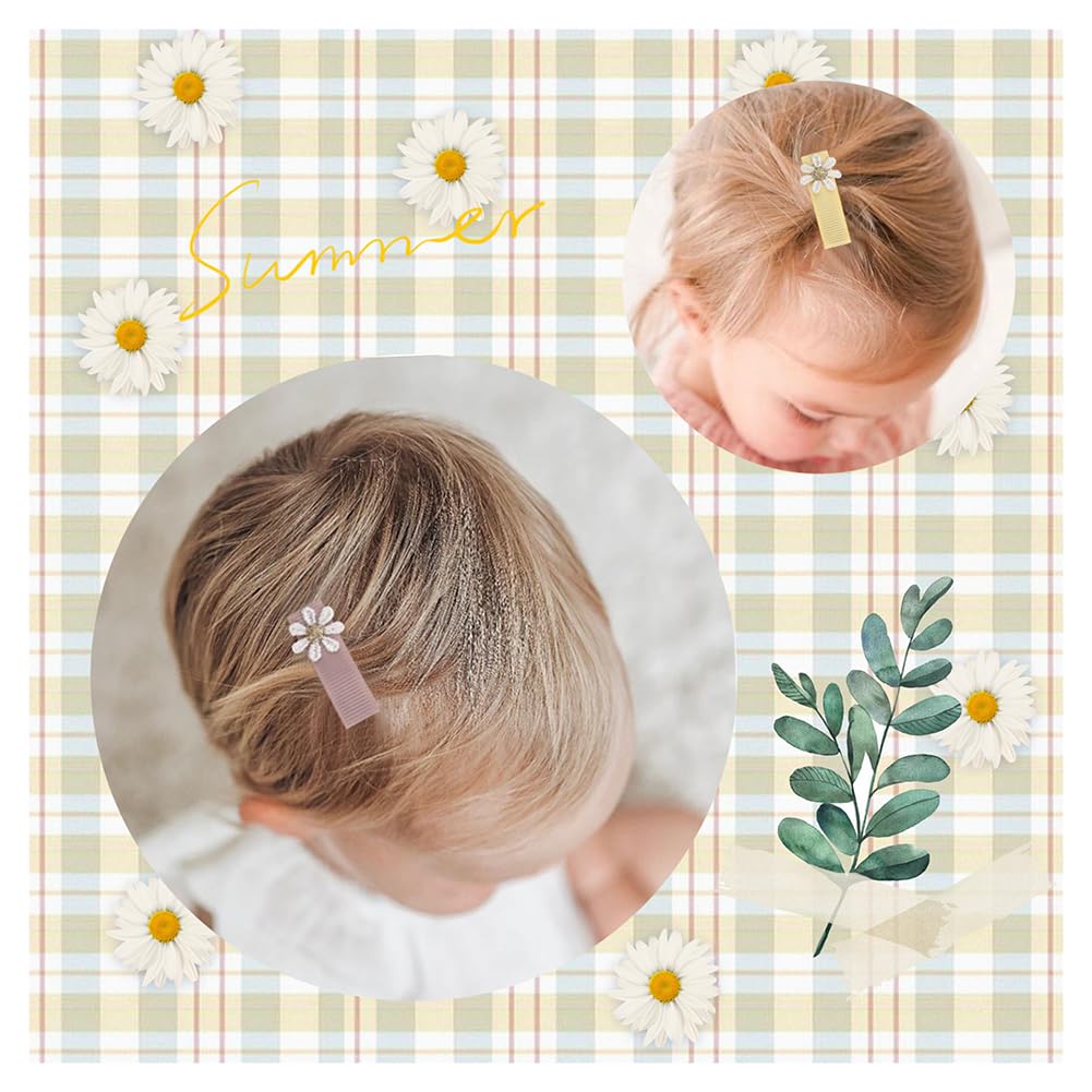 20pcs Daisy Flower Hair Clips for Baby Girls - Non-Slip Fully Lined Barrettes for Fine Hair, Floral Toddler Hair Accessories, Infant Newborn Blossom Hair Pins | Perfect for Daily Wear, Special Occasions & Photo Shoots