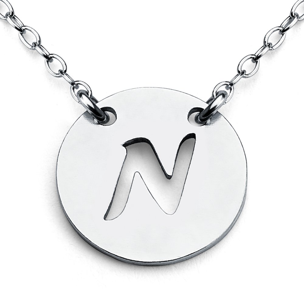 Azaggi 925 Sterling Silver Letter N Pendant Necklace - Handcrafted Personalized Initial Alphabet Coin Jewelry for Women - Perfect Gift for Birthday, Anniversary & Valentine's Day