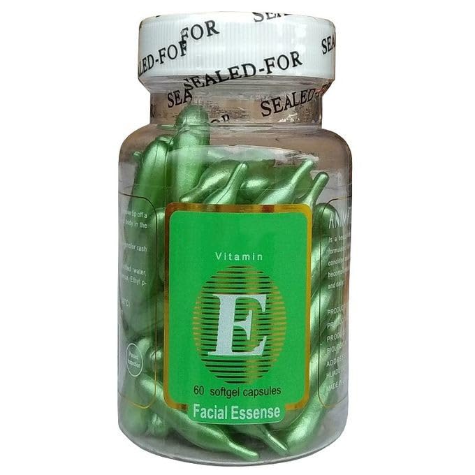 ELIIOUS Vitamin E Facial Essence Soft Gel Capsules 60 Pcs - Hydrating & Anti-Aging Skin Care for Dry & Sensitive Skin - Perfect for Night Routine & Travel Skincare