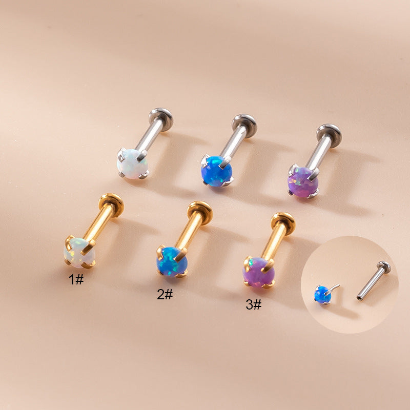 16G AB Zircon Flat Back Cartilage Earrings for Helix, Tragus & Conch Piercing | Hypoallergenic Surgical Steel Body Jewelry | Perfect for Everyday Wear & Special Occasions