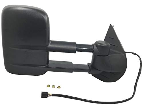 2007-2014 Chevy Silverado 3500 HD Right Passenger Side Power Mirror - Heated Glass, Turn Signal, Manual Folding & Telescoping - Black Textured - Perfect for Towing Trailers & Winter Driving