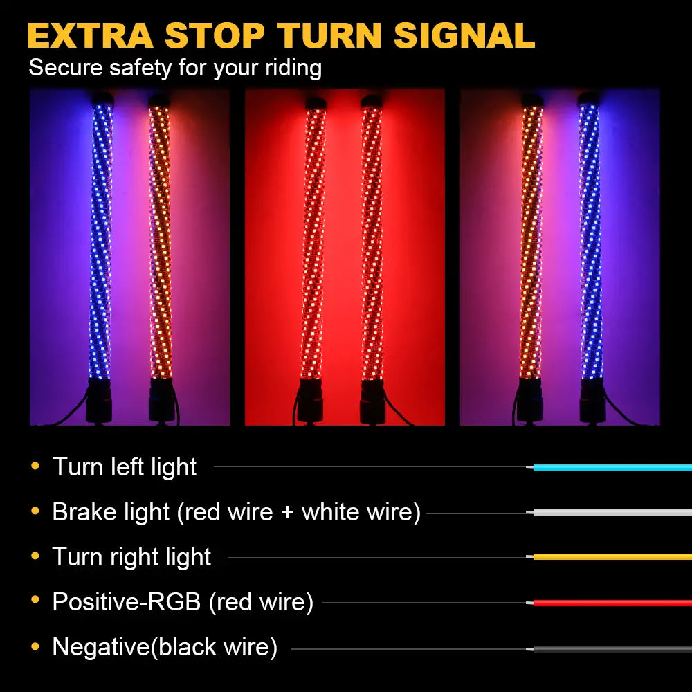 LOYO 2Pcs 24-Inch LED Whip Lights & 4 Pod Rock Lights Kit - Bluetooth & Remote Control for Off-Road Trucks, ATVs, UTVs - Waterproof Underglow Lighting for Night Riding, Car Shows, Trail Adventures
