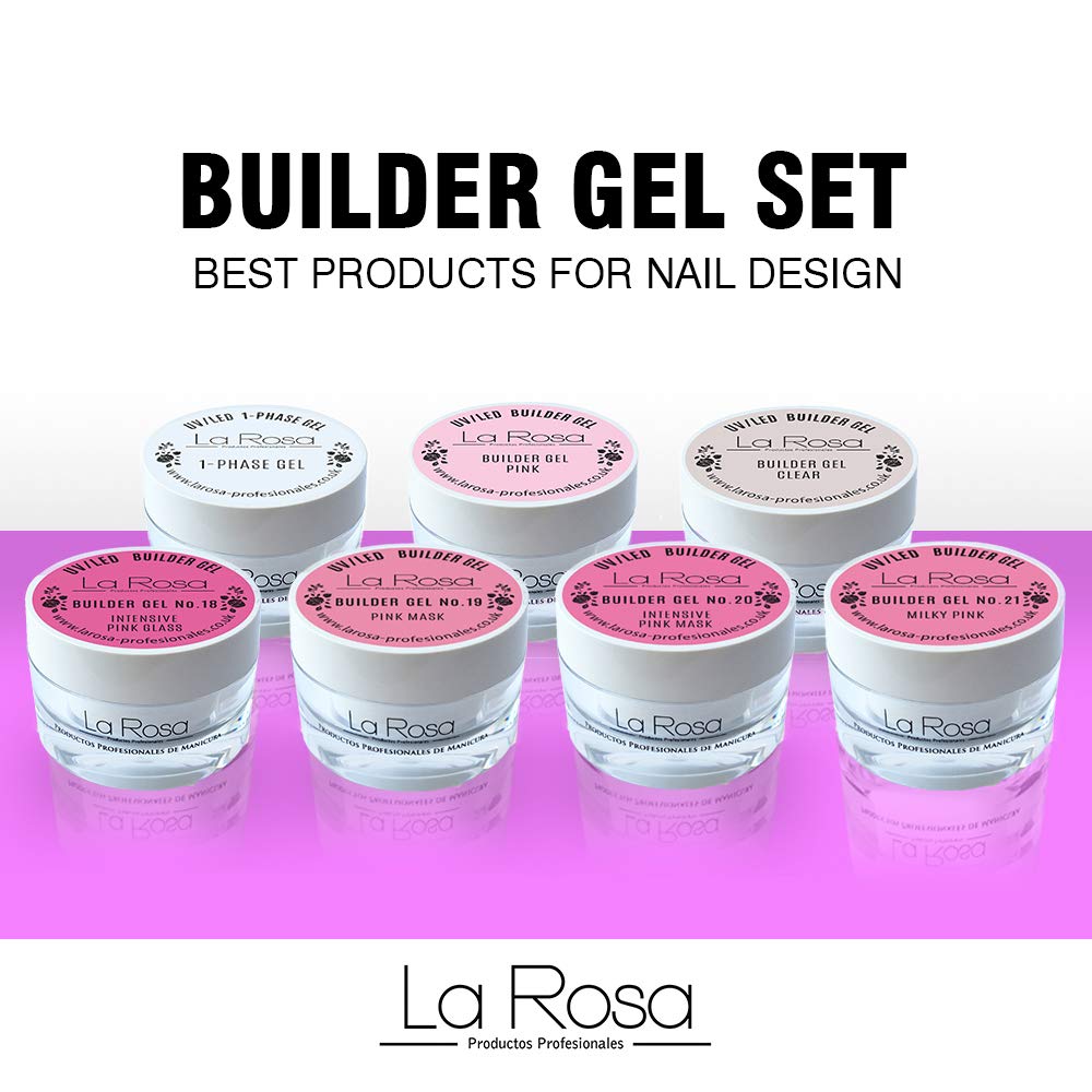 La Rosa BUILDER - Pink UV/LED Nail Builder Gel for UV Lamps - 30ml Nail Extension & Sculpting Gel - Perfect for Acrylic Nails, Gel Extensions & Nail Art (Pink Mask)