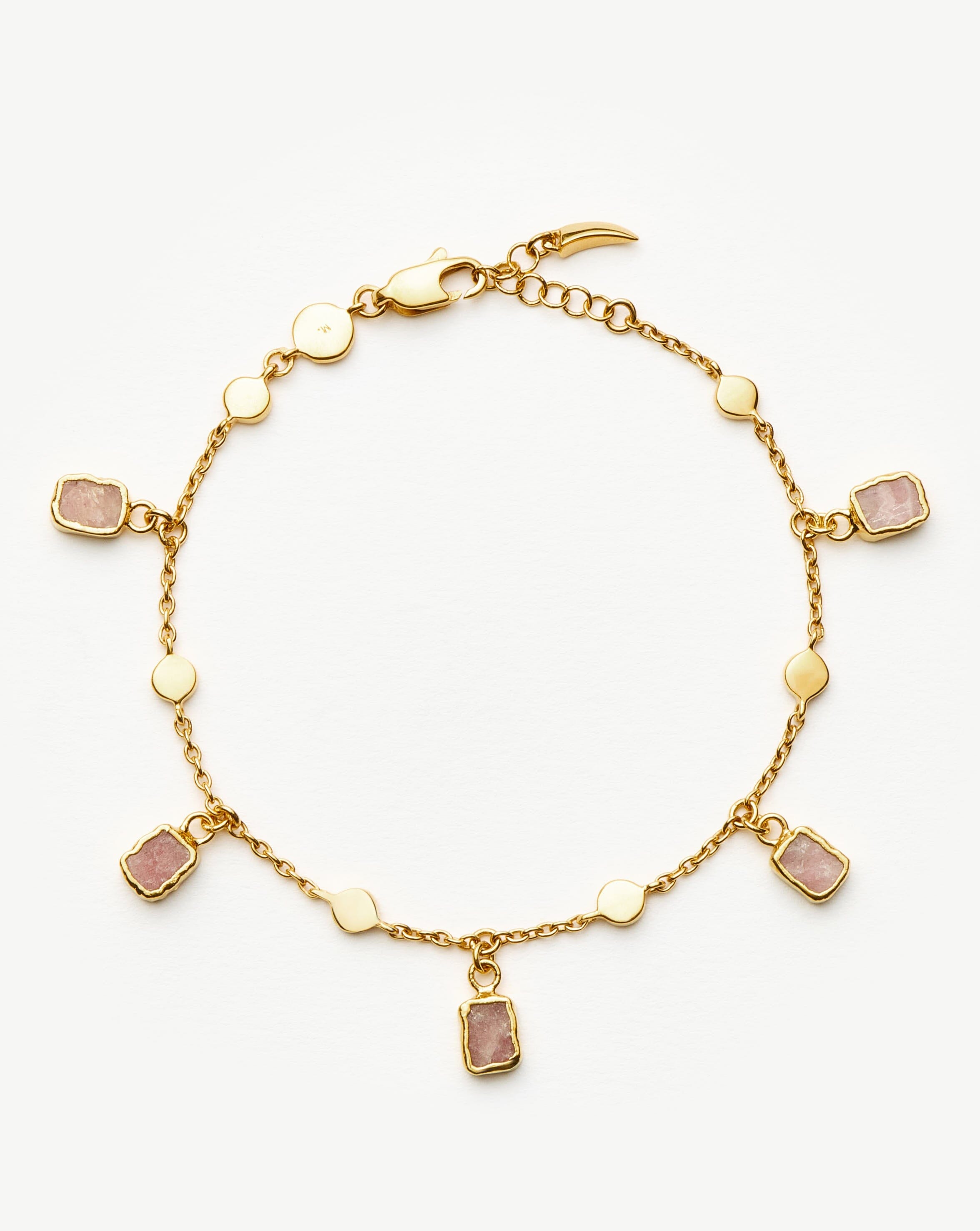 Lena Charm Bracelet for Women - 18K Gold Plated with Genuine Rhodochrosite Stone | Elegant Jewelry Gift for Birthday, Anniversary & Everyday Wear