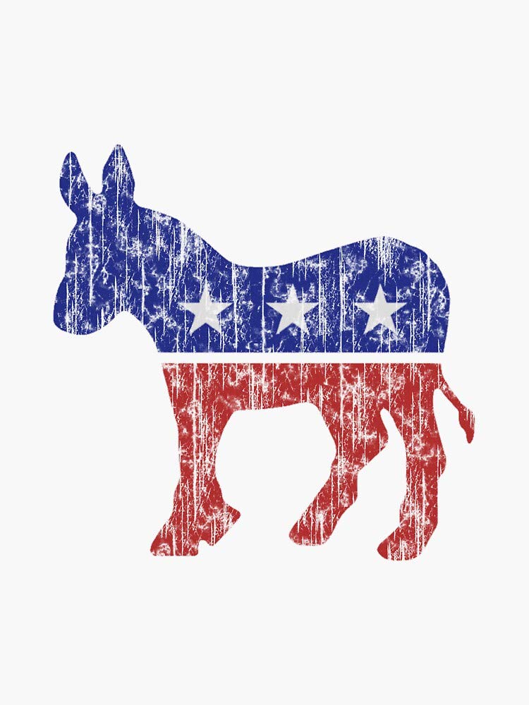 Democrat Donkey Vintage Bumper Sticker - Waterproof Vinyl Decal for Cars, Windows & Laptops - 5 Inch Political Campaign Sticker for Elections, Parades & Car Decor