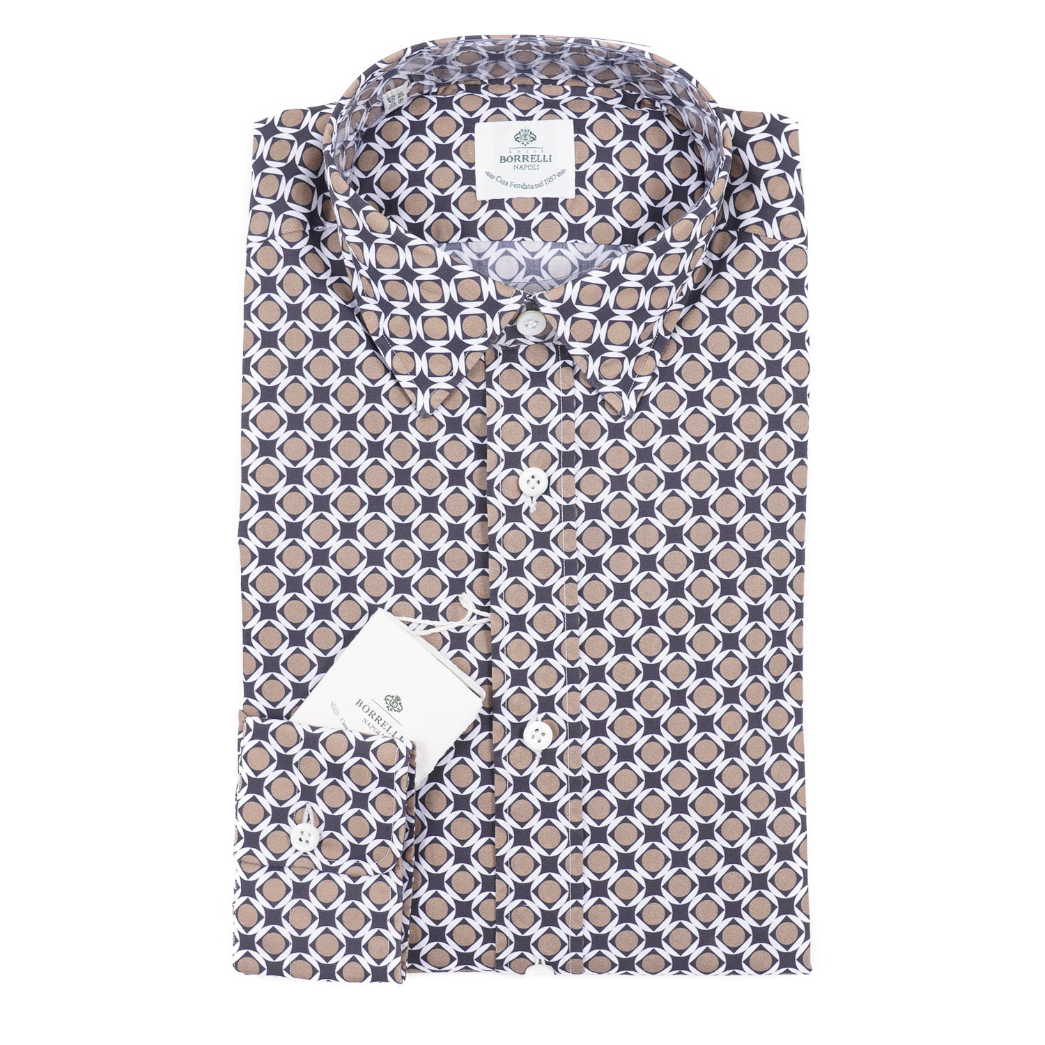Luigi Borrelli Men's Slim Fit Cotton Shirt with Stylish Pattern - Perfect for Business Casual & Date Night Outfits