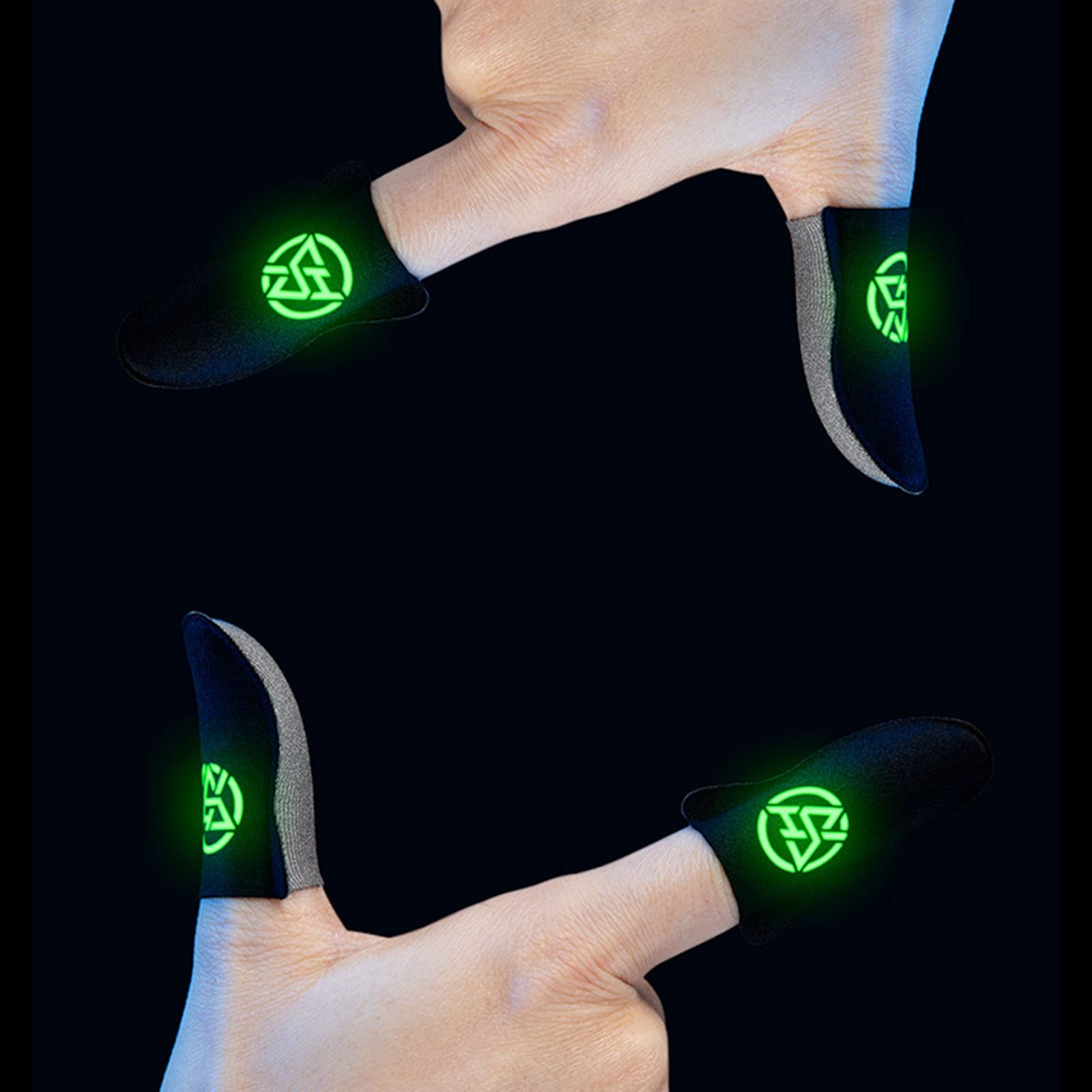 2-Pack Breathable Anti-Sweat Gaming Finger Sleeves - 0.3mm Ultra-Thin Luminous Thumb Gloves for Mobile Gaming, Pain Relief & Enhanced Grip - Perfect for PUBG, Call of Duty & Fortnite Players (Black)