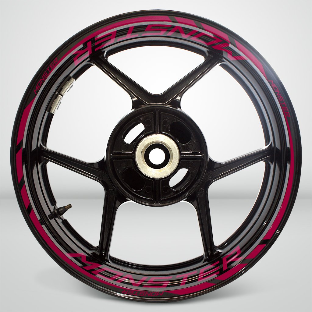 2 Tone Crimson Motorcycle Rim Wheel Decal Sticker - Compatible with Ducati Monster - High-Quality Vinyl Accessory for Bike Customization & Style Upgrade - Perfect for Street Bikes, Sport Bikes & Motorcycle Enthusiasts