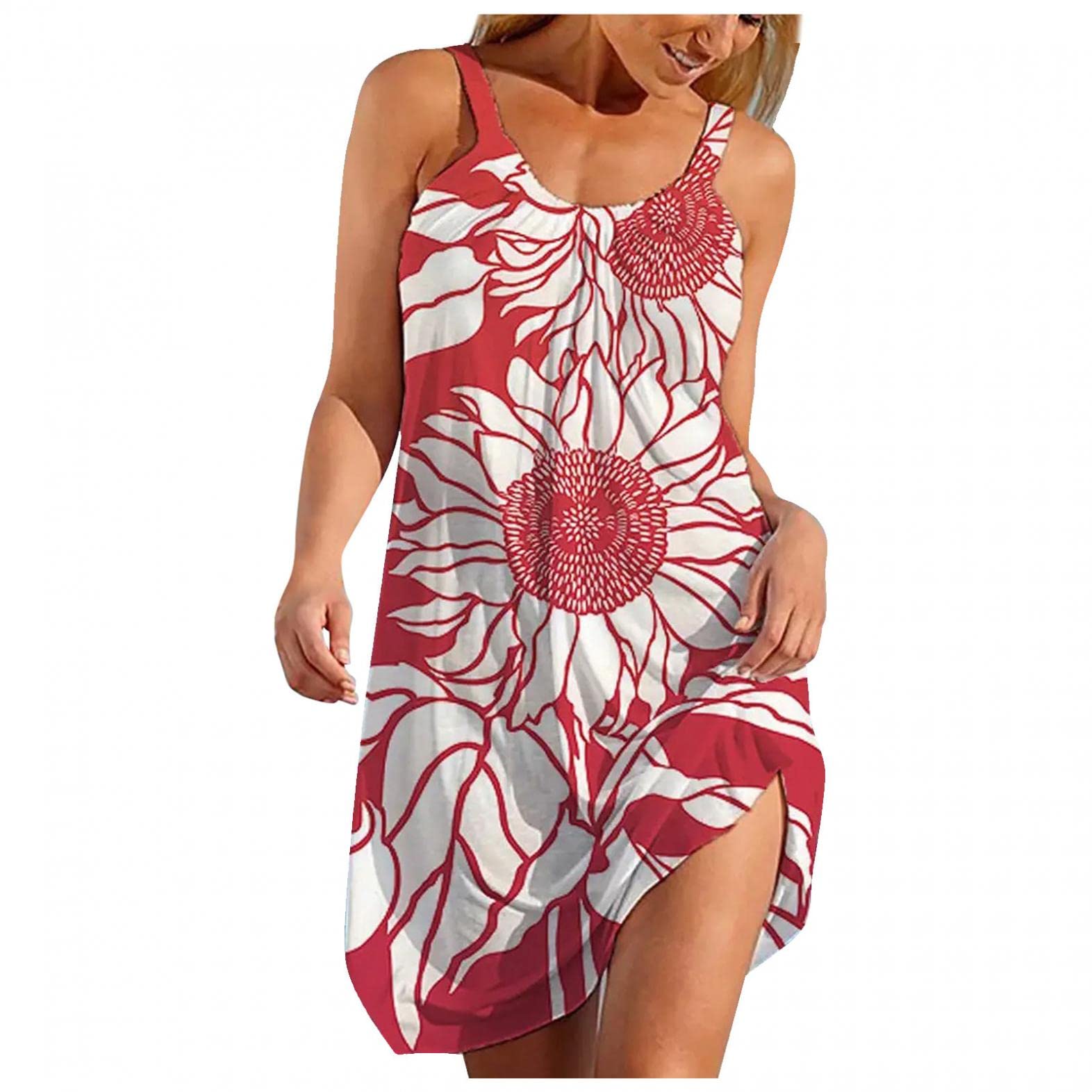 Gibobby Women's Casual Summer Dresses - Sleeveless Spaghetti Strap Swing Dress with Sexy Print | Loose Beach Cover Up for Vacation, Pool Party & Boho Outfits