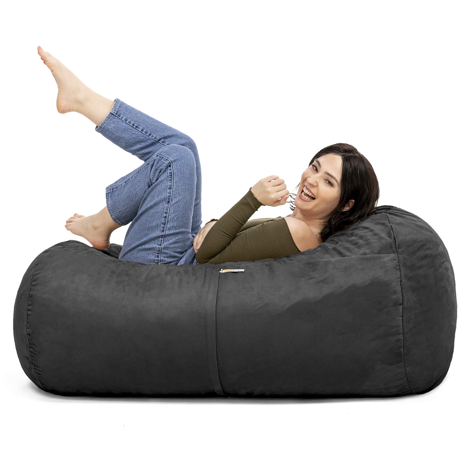 Jaxx Sofa Saxx Bean Bag Lounger - 4-Foot Oversized Black Bean Bag Chair for Adults, Perfect for Living Room, Game Room & Dorm Relaxation